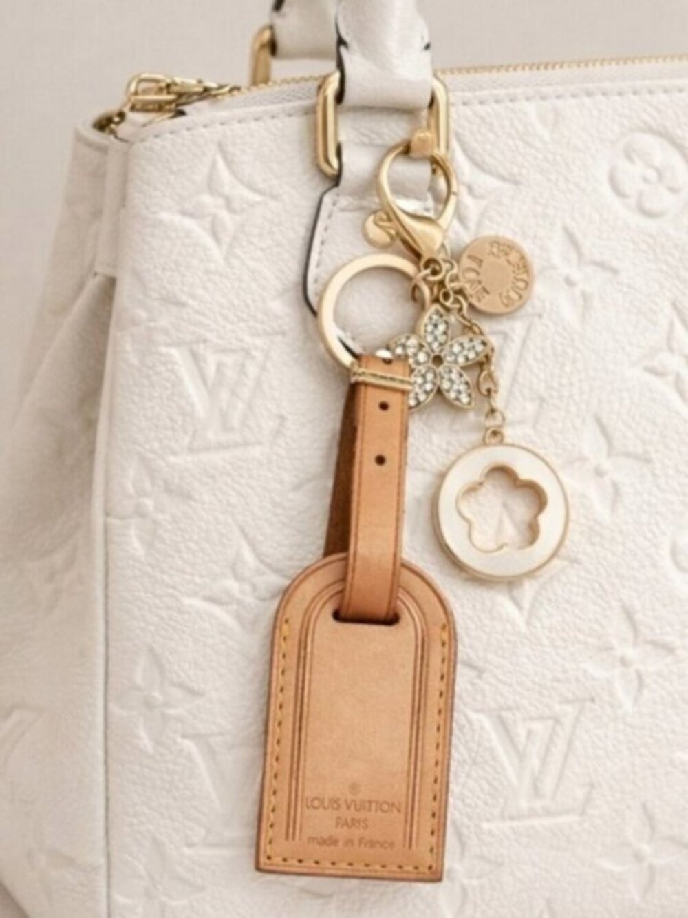 Authentic Louis Vuitton Name Tag / Luggage Tag with Unbranded Keychain